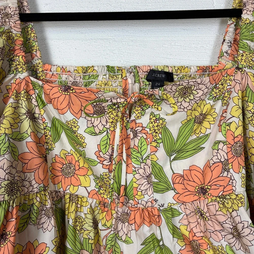 NEW J. Crew Womens Squareneck Tie Front Blouse Top in Zinnia Floral Size 24